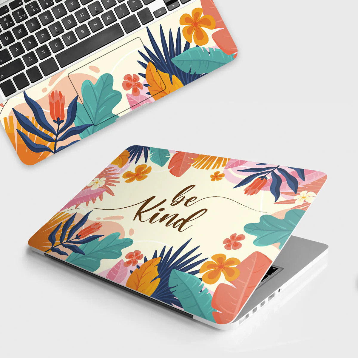 Be Kind Florals laptop skin - Botanical vinyl skin by Thuk Store