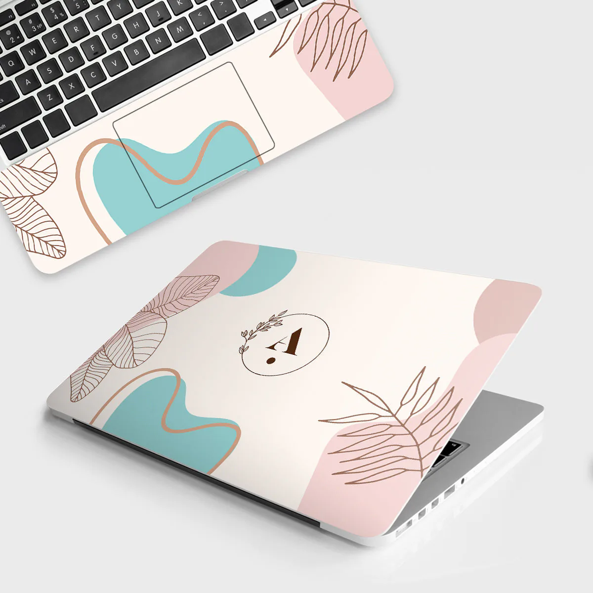 Beautiful Leaves with Letter laptop skin - Botanical vinyl skin by Thuk Store