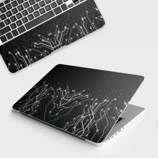 Black Digital Circuit laptop skin - Tech vinyl skin by Thuk Store