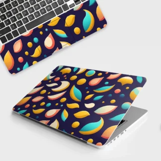 Blue and Yellow Leaves laptop skin - Botanical vinyl skin by Thuk Store