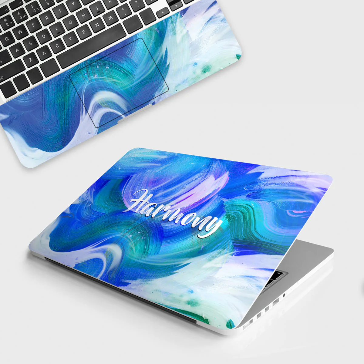 Blue Harmony laptop skin - Abstract vinyl skin by Thuk Store