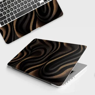 Brown Black Wave Pattern laptop skin - Abstract vinyl skin by Thuk Store