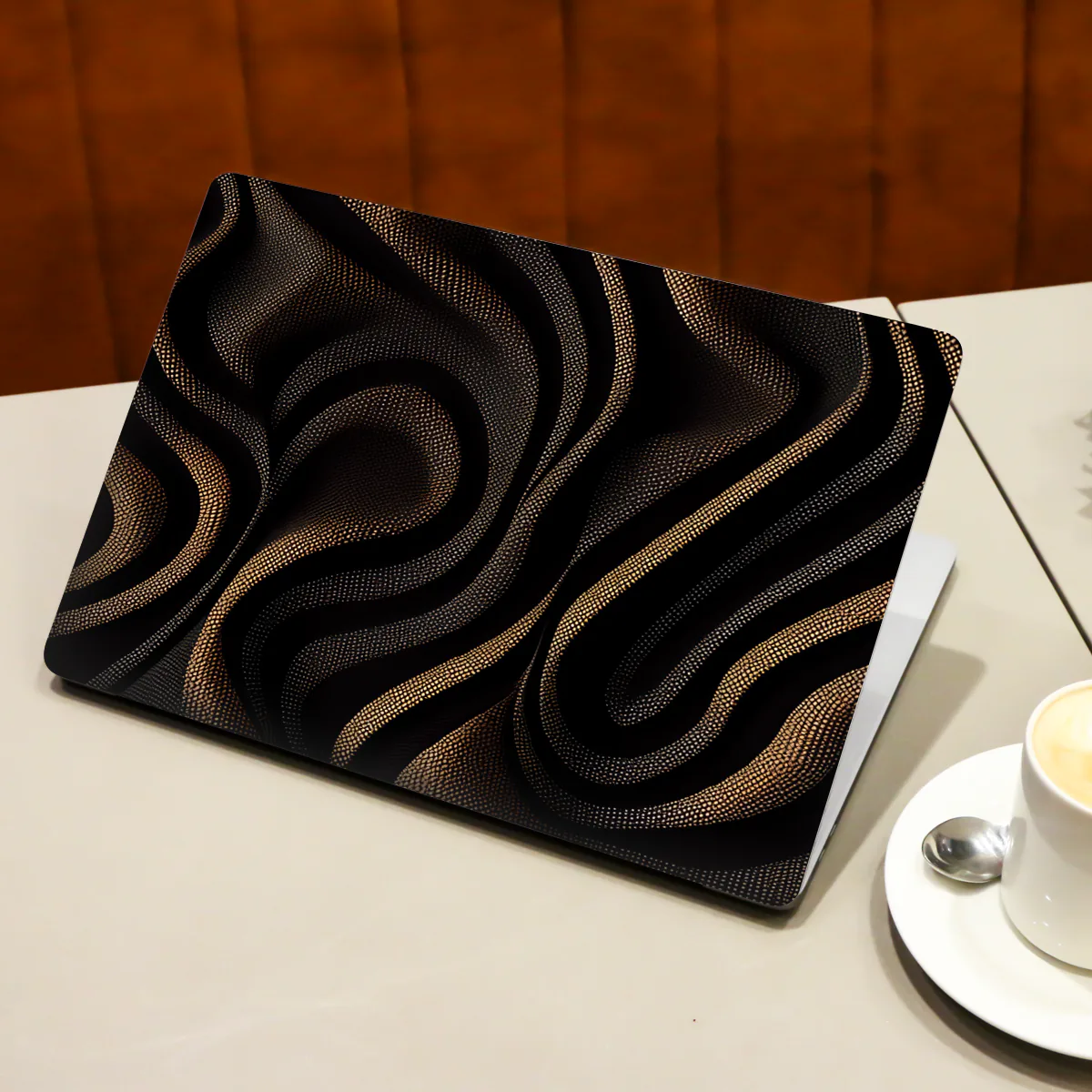 Brown Black Wave Pattern laptop skin - view 3 of 4