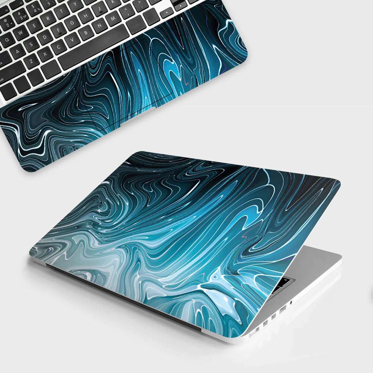 Cerulean Liquid Texture laptop skin - Marble vinyl skin by Thuk Store