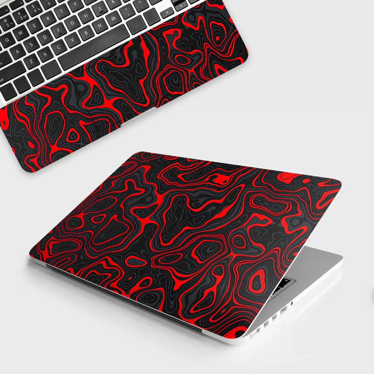 Crimson Waves laptop skin - Abstract vinyl skin by Thuk Store