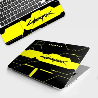 Cyberpunk Yellowline Grid laptop skin - Cyberpunk vinyl skin by Thuk Store