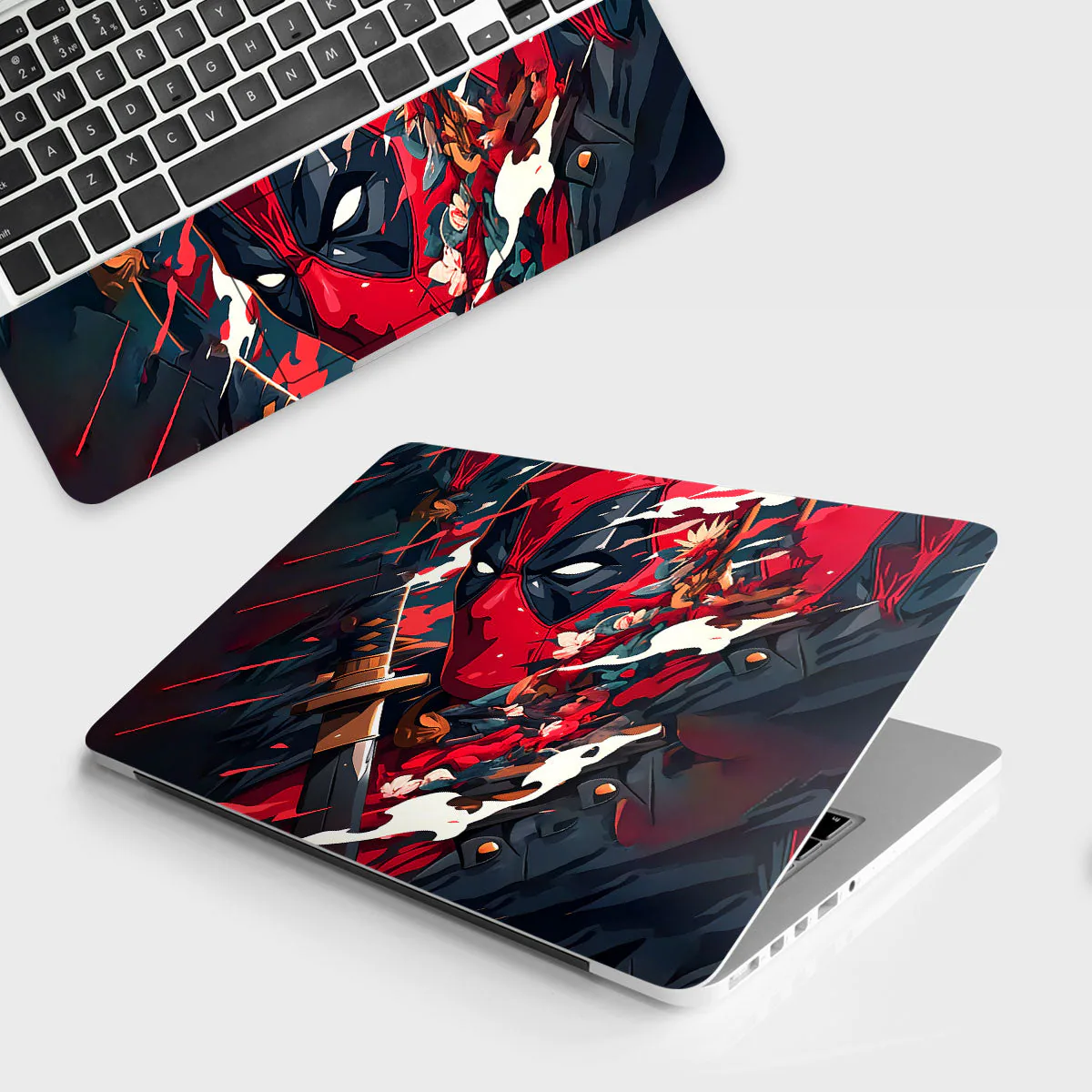 Deadpool Artful Chaos with Katana laptop skin - Comics vinyl skin by Thuk Store