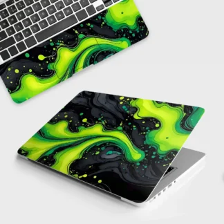 Electric Lime Ripple laptop skin - Abstract vinyl skin by Thuk Store