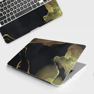 Golden Black Smoke laptop skin - Marble vinyl skin by Thuk Store