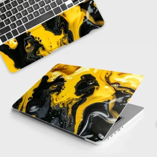 Golden Liquid laptop skin - Abstract vinyl skin by Thuk Store