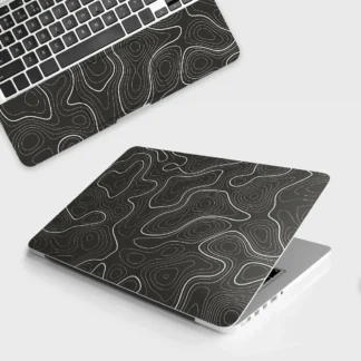 Grayscale Topographic Lines laptop skin - Maps vinyl skin by Thuk Store