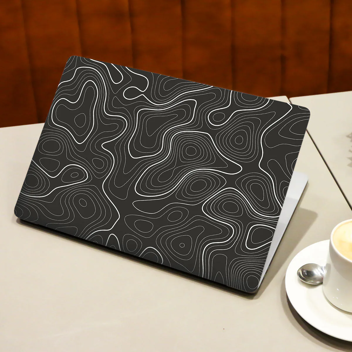 Grayscale Topographic Lines laptop skin - view 3 of 4