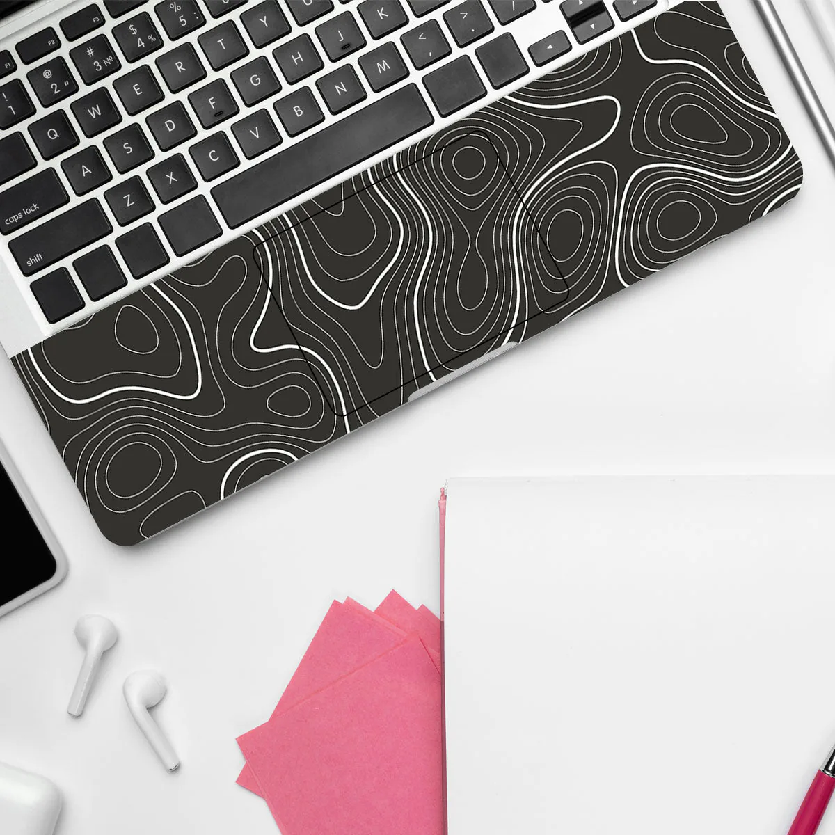Grayscale Topographic Lines laptop skin - view 4 of 4