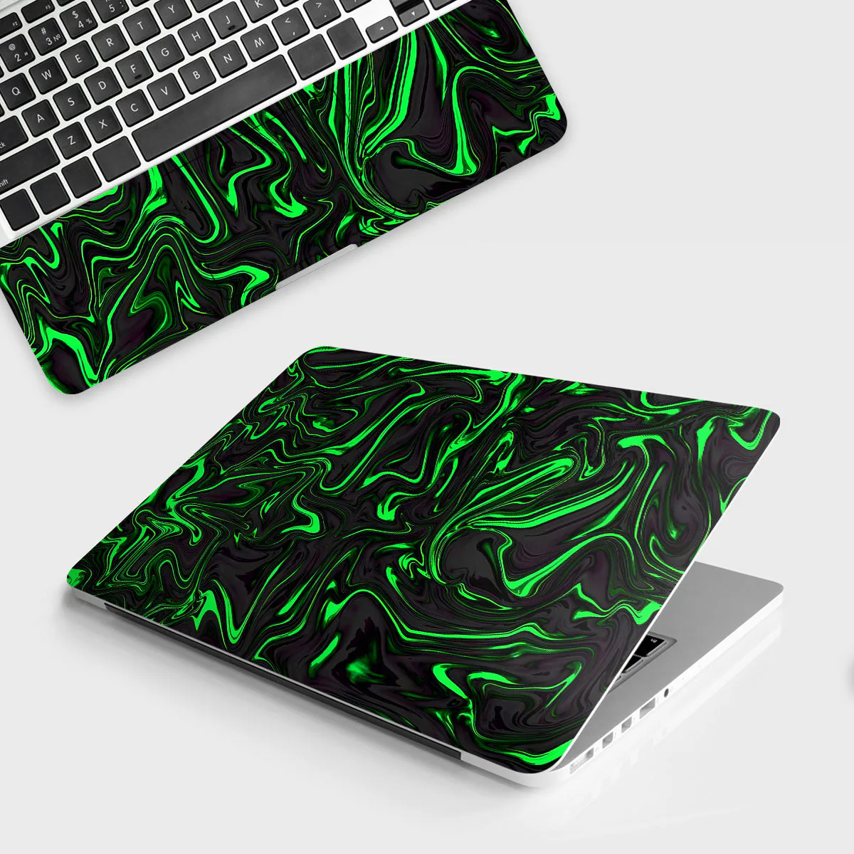 Green Liquid Pattern laptop skin - Abstract vinyl skin by Thuk Store