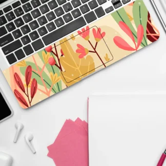 Green Pink Florals laptop skin - Botanical vinyl skin by Thuk Store