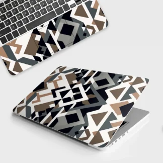 Grey Brown Geometric laptop skin - Abstract vinyl skin by Thuk Store