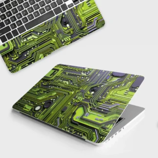 Lime Green Circuit Design laptop skin - Tech vinyl skin by Thuk Store