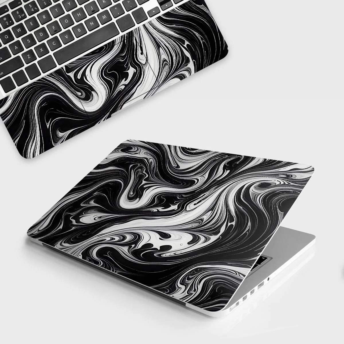 Liquid Shades of Gray laptop skin - Abstract vinyl skin by Thuk Store
