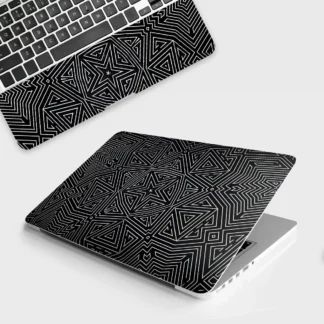 Monochrome Maze laptop skin - Abstract vinyl skin by Thuk Store