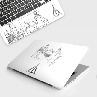 Monochrome Sketch of Hogwarts laptop skin - Movies vinyl skin by Thuk Store