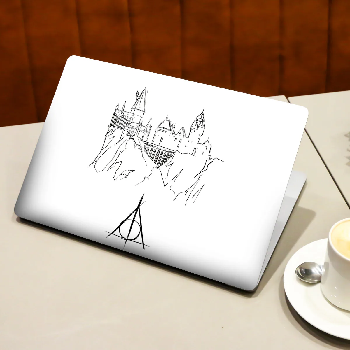Monochrome Sketch of Hogwarts laptop skin - view 3 of 4