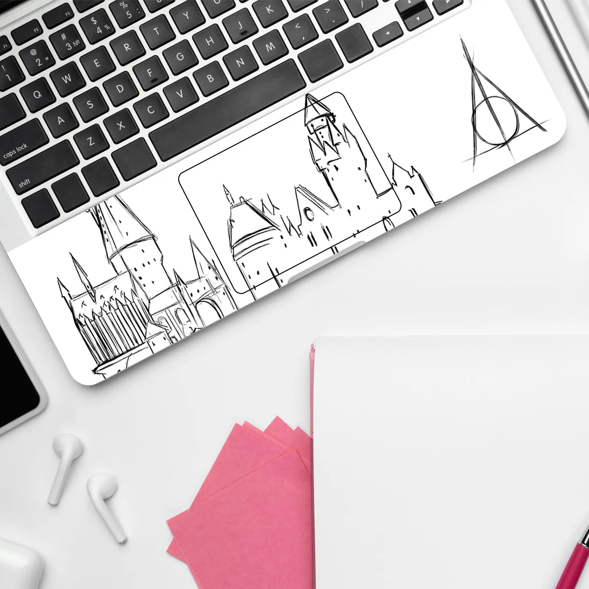 Monochrome Sketch of Hogwarts laptop skin - view 4 of 4