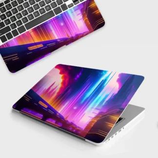 Neon City laptop skin - Cyberpunk vinyl skin by Thuk Store