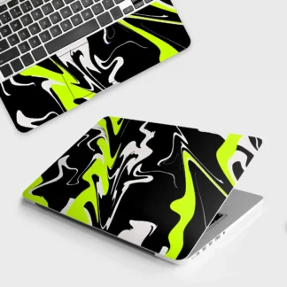 Neon on Black Waves laptop skin - Cyberpunk vinyl skin by Thuk Store