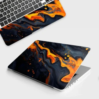 Orange Inferno Flow laptop skin - Abstract vinyl skin by Thuk Store