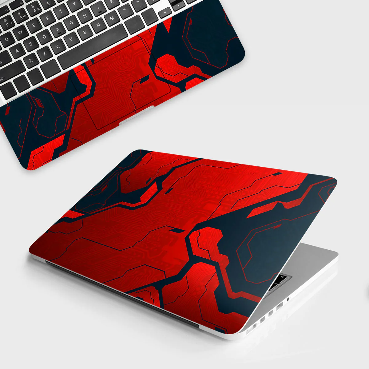 Scarlet Grid laptop skin - Abstract vinyl skin by Thuk Store
