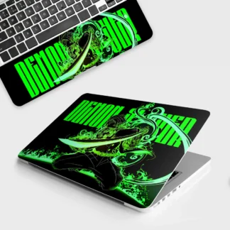 Tanjiro Green Flame Dance laptop skin - Anime vinyl skin by Thuk Store