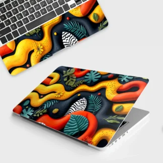 Tropical Flow Relief laptop skin - Abstract vinyl skin by Thuk Store