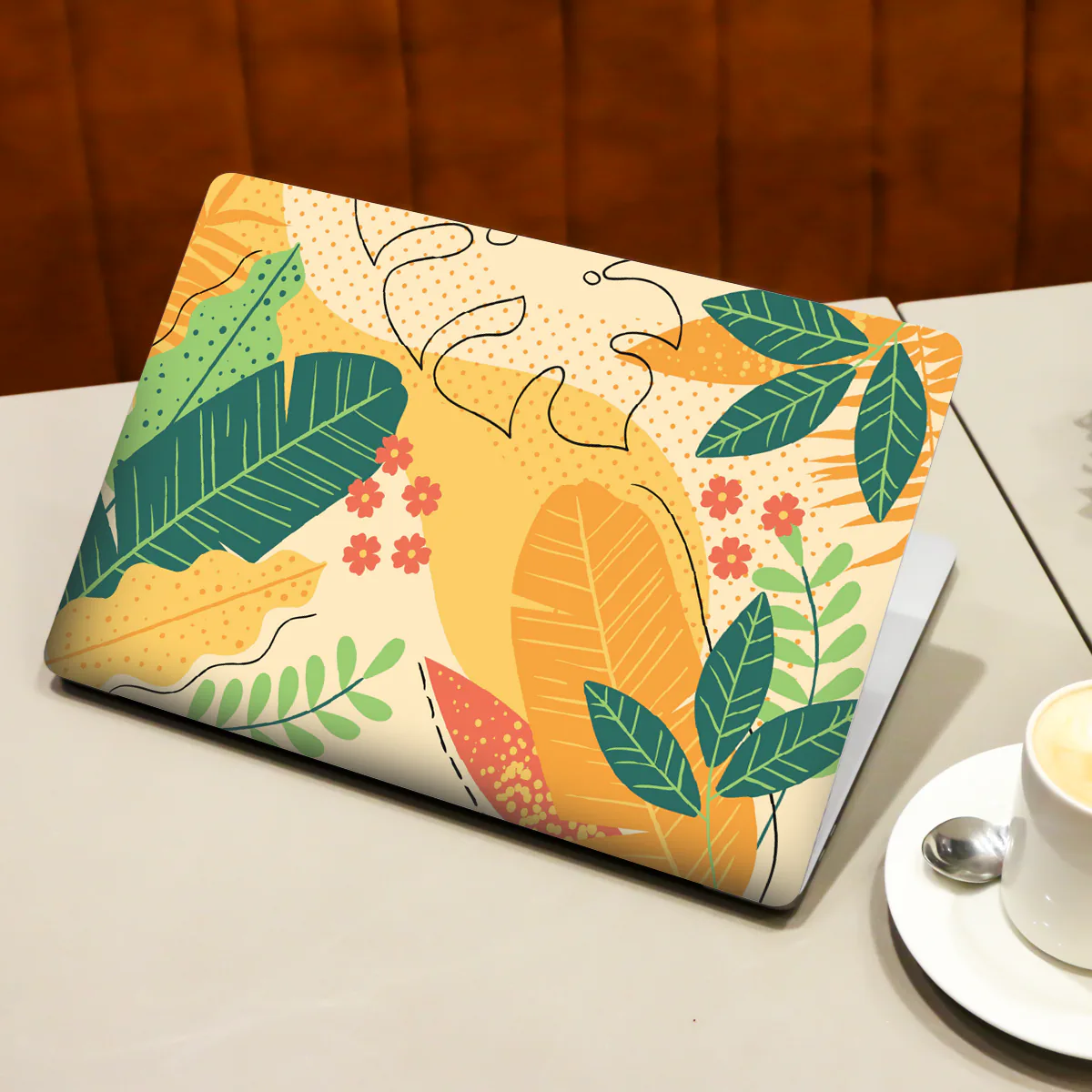 Tropical Yellow Green Florals laptop skin - view 3 of 4