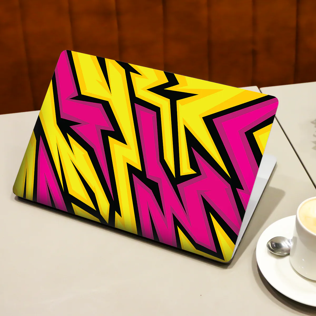Yellow & Pink Racing Stripes laptop skin - view 3 of 4