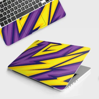Yellow & Purple Racing Stripes laptop skin - Abstract vinyl skin by Thuk Store