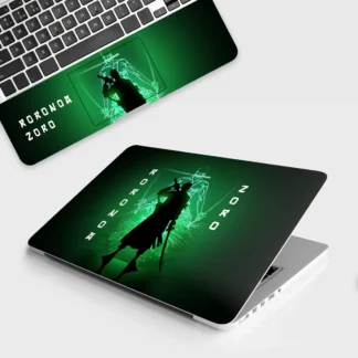 Zoro in Green Fluorescent Background laptop skin - Anime vinyl skin by Thuk Store