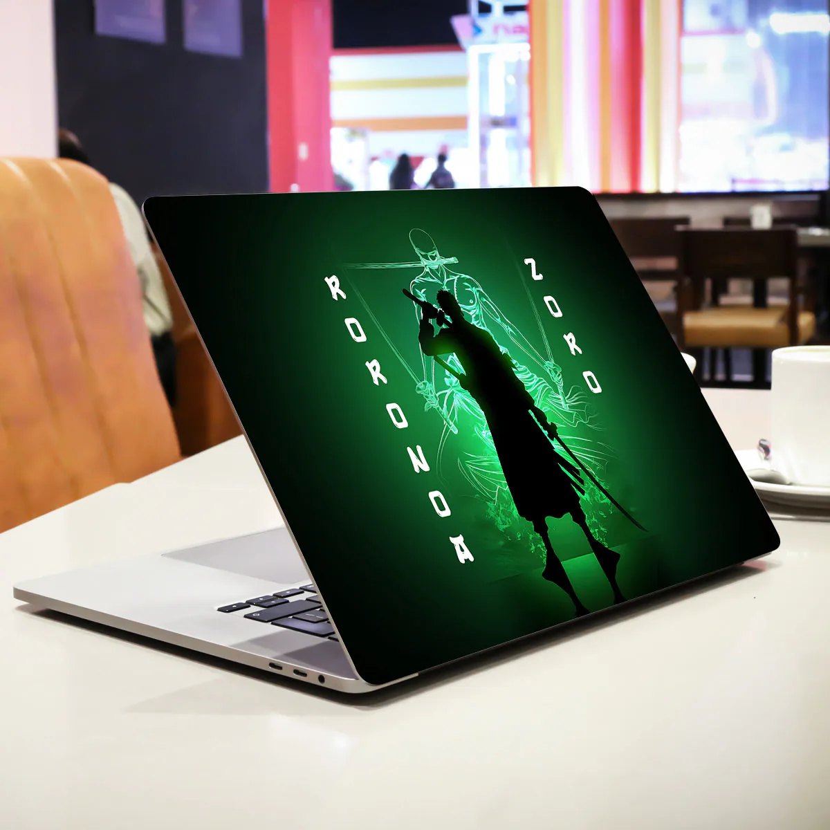 Zoro in Green Fluorescent Background laptop skin - view 2 of 4