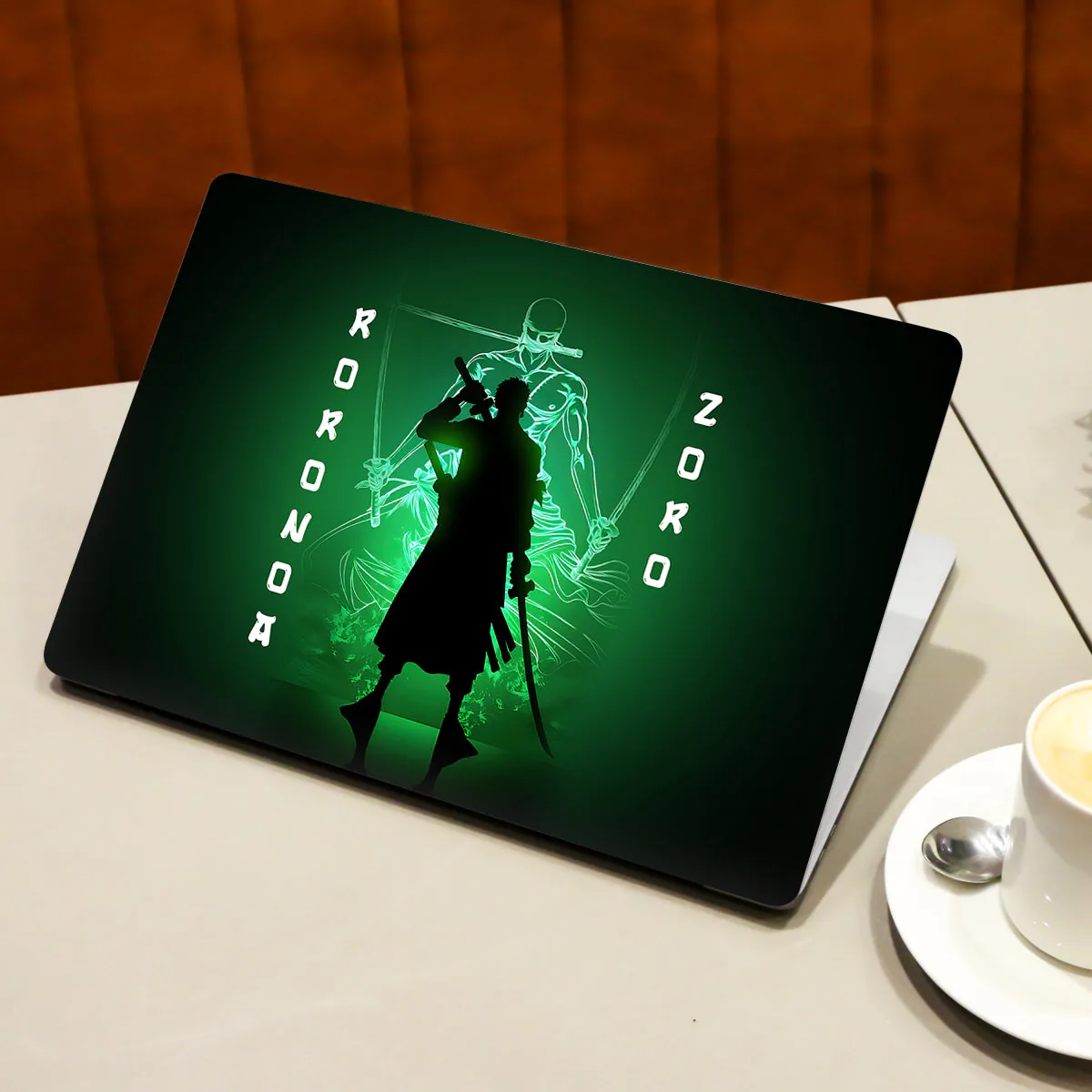Zoro in Green Fluorescent Background laptop skin - view 3 of 4