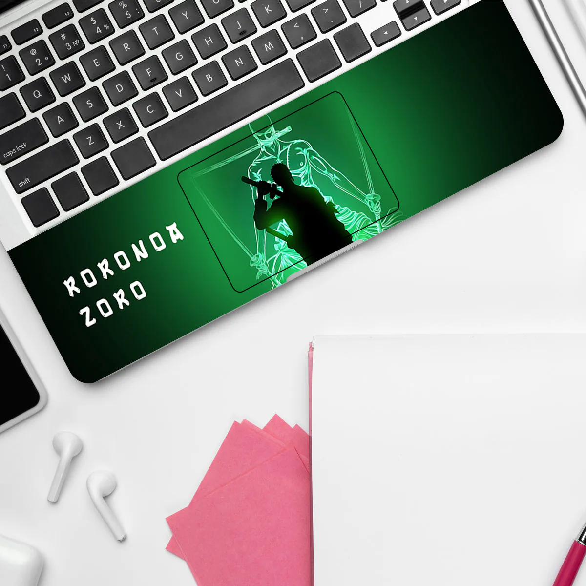 Zoro in Green Fluorescent Background laptop skin - view 4 of 4